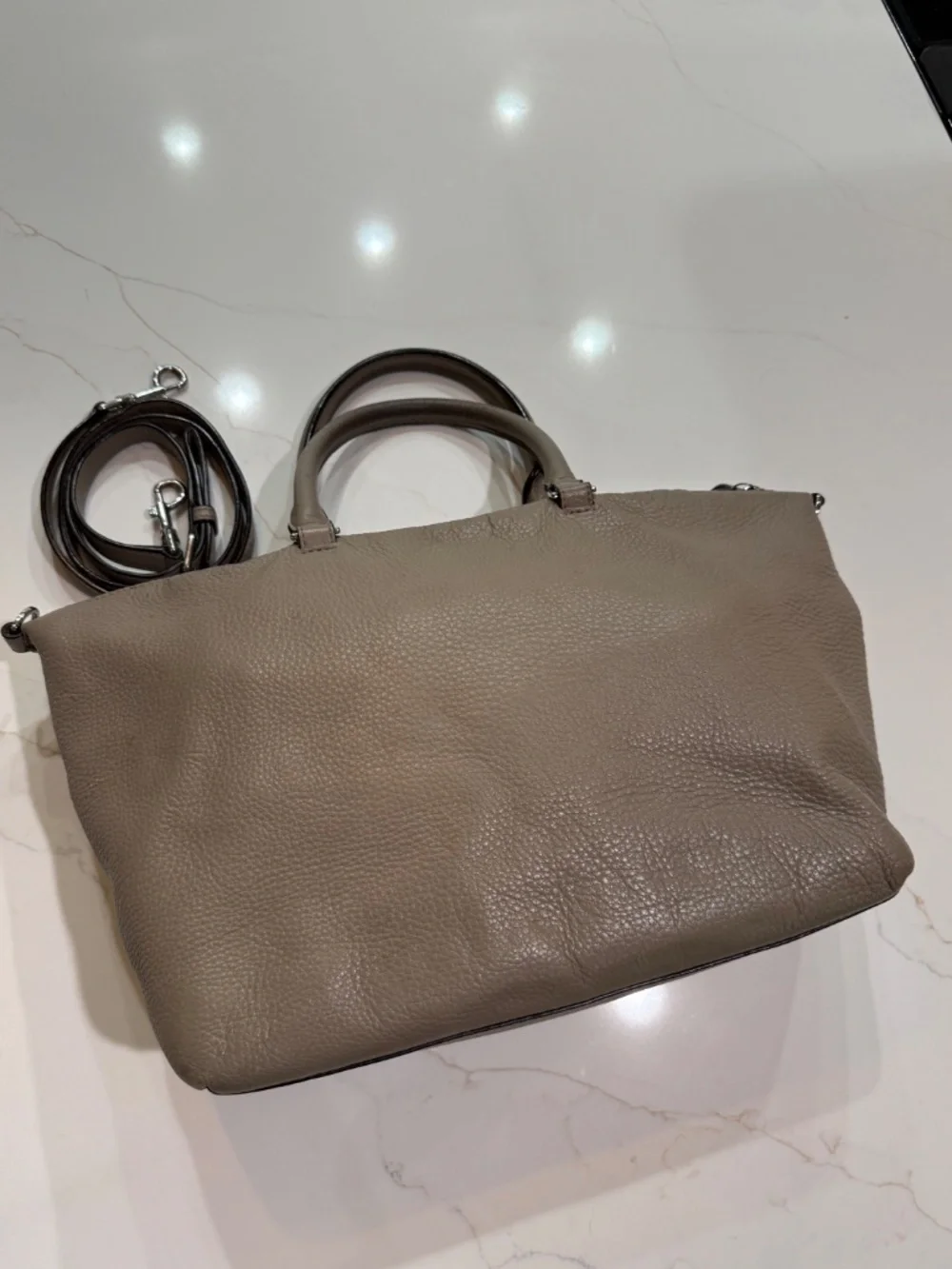 Tory Burch pebbled leather satchel/tote with top handles/shoulder strap